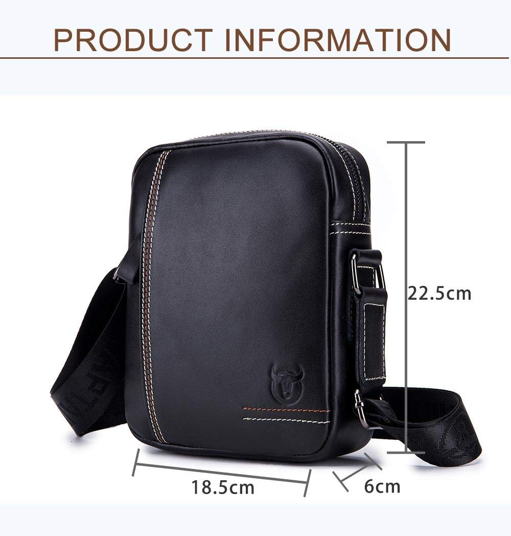 Genuine Leather Men Bags Small Shoulder Crossbody Bag for Men Everyday Casual Travel Messenger Bag Handbag Black image number 1