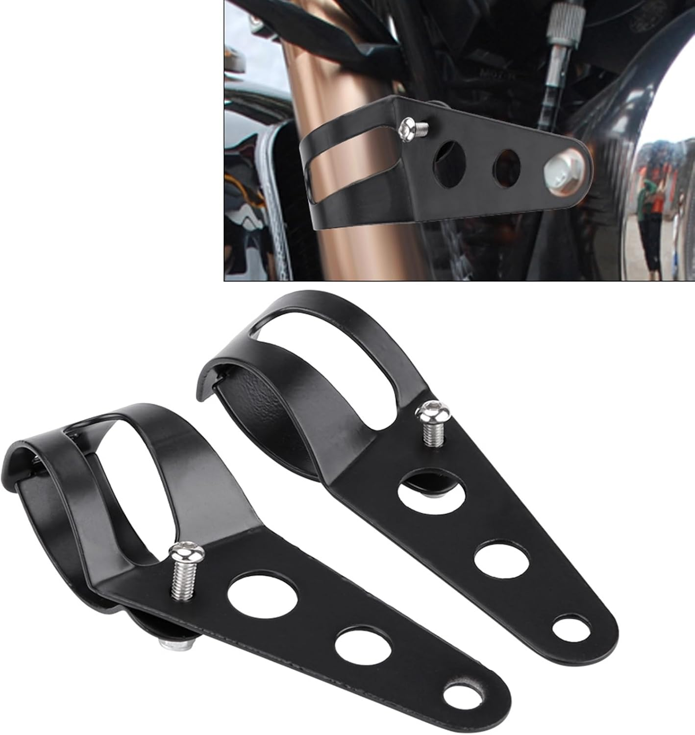 Lighthouse Assembly Bracket to Grab Cafe Racer, Easy Installation, 33-43 Mm Size of the Fork Tube (Black) - Electroplated image number 6