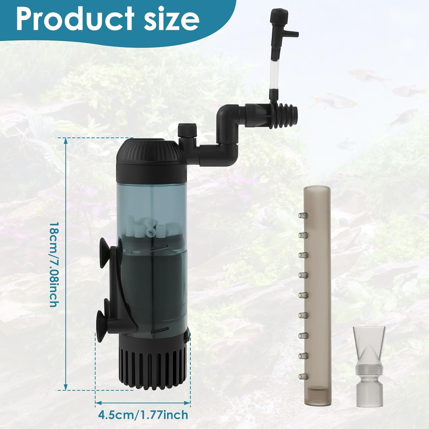 Submersible Fish Tank Internal Filter, Aquarium Filter with 2 Stage Filtration Submersible Filtration System, Aquarium Filter with Water Pump for up to 300L Fish and Turtle Tank image number 2