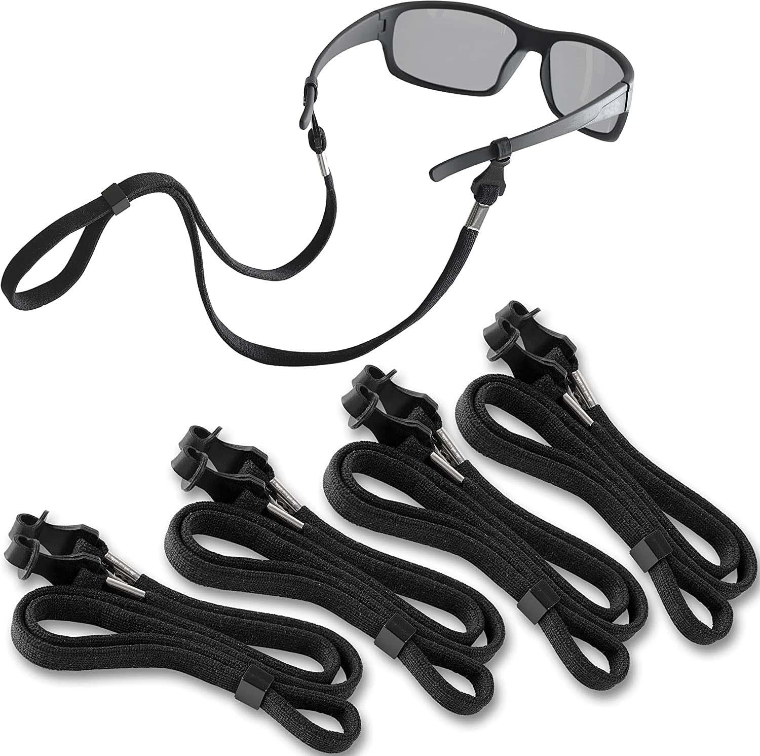 4 PCS Glasses Strap Eyewear Retainer Strap Anti-Slip Elastic Sports Sunglasses Eyeglasses Holder Straps Black Glasses Neck Lanyard Cord. Adjustable Eyeglasses Retainer for Adults Men