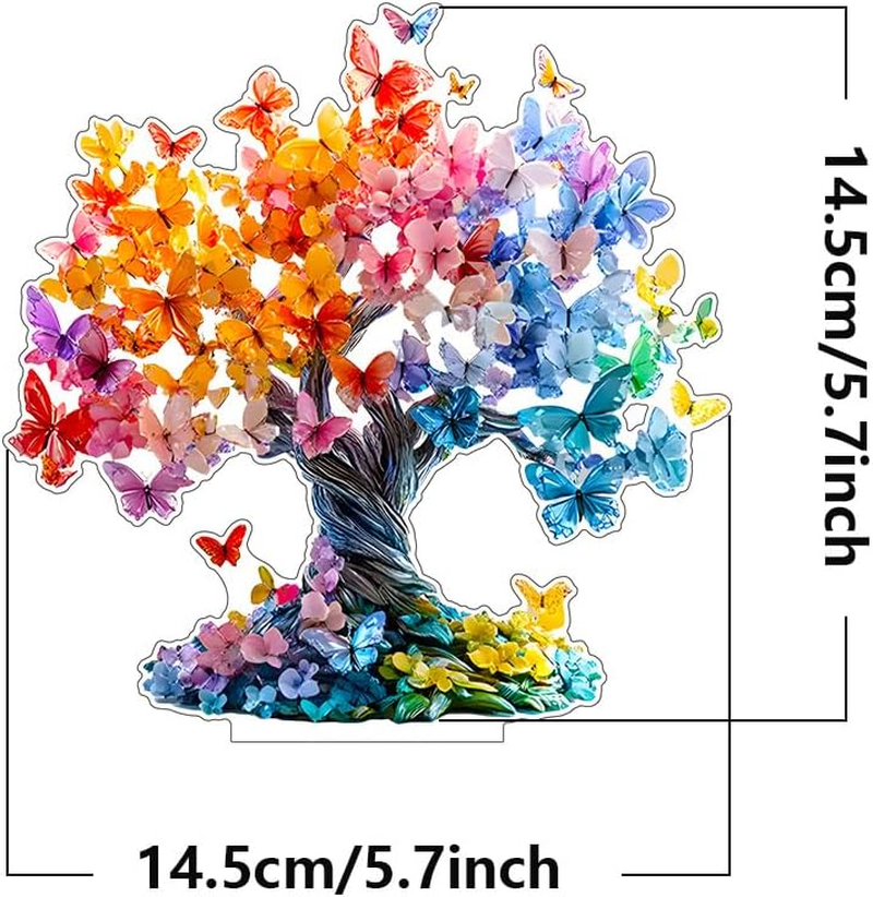 Colorful Butterfly Tree Creative Home Living Room Entrance Tabletop Decoration Ornament Acrylic Display Ornament 2D High-Definition Printed Decorative Artwork.