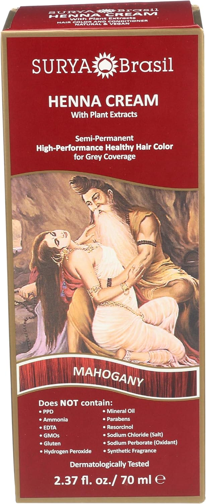 Surya Brasil - Henna Cream Hair Coloring with Organic Extracts Mahogany - 2.31 Oz.