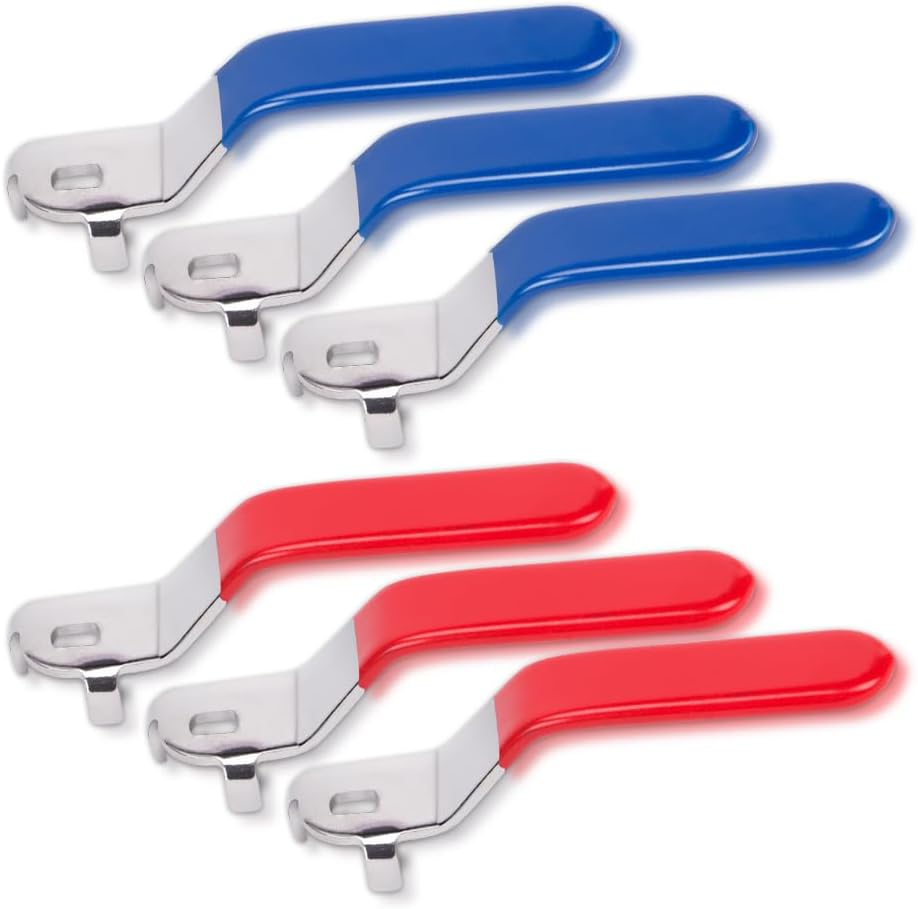 ZORZA 6Pcs Ball Valve Handle Stainless Steel Outdoor Faucet Handle Replacement Parts Hole Size 5 X 8Mm,Hole Thickness 3Mm,Total Length 105Mm(Blue+Red) image number 2