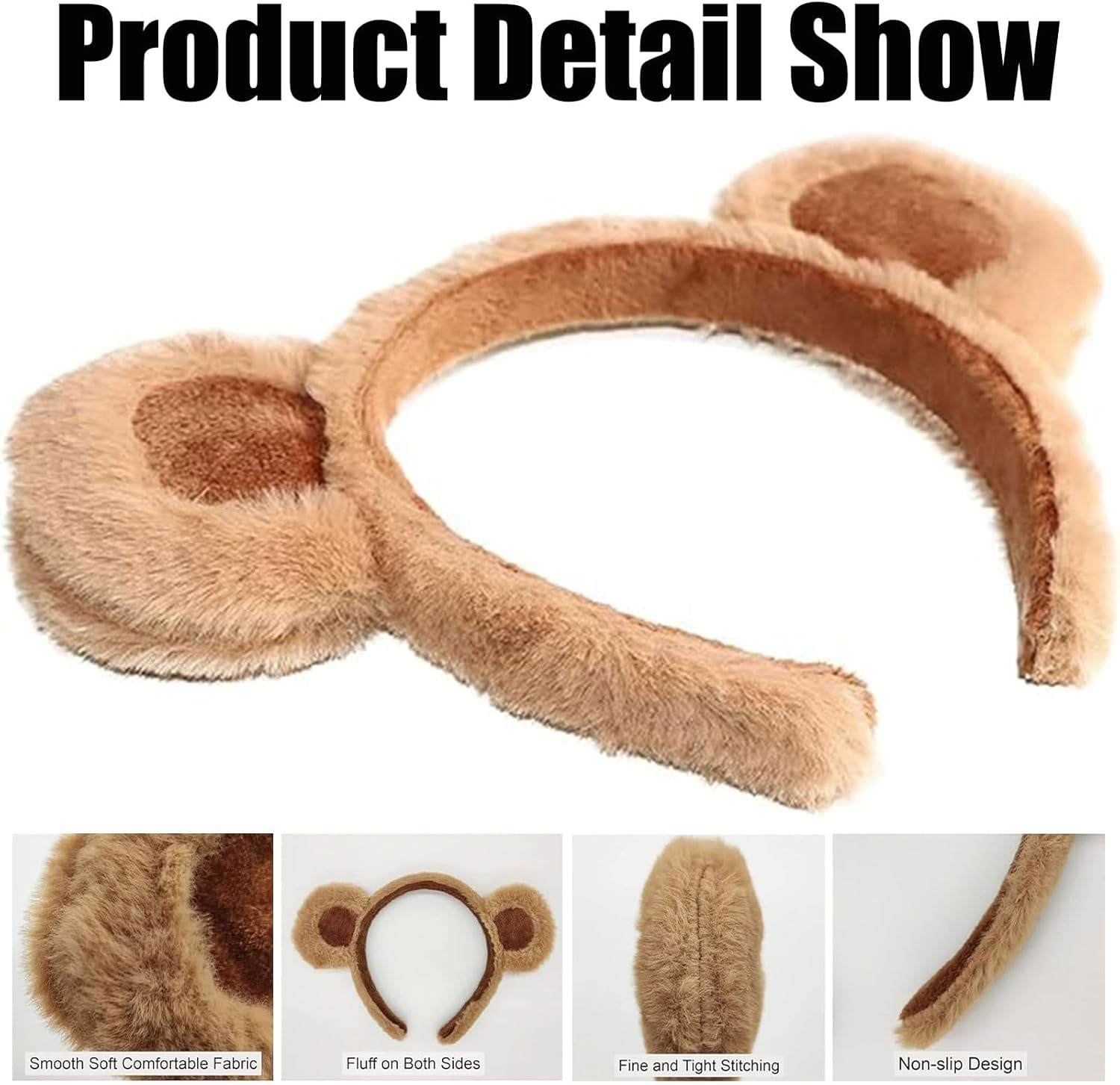 Bear Ears Headband, Bear Ears Headband, Women'S Headpiece, Party Headband, Face Wash Headband, Festival, Christmas, Halloween, Carnival, Hairband, Cosplay Headband Accessories image number 4