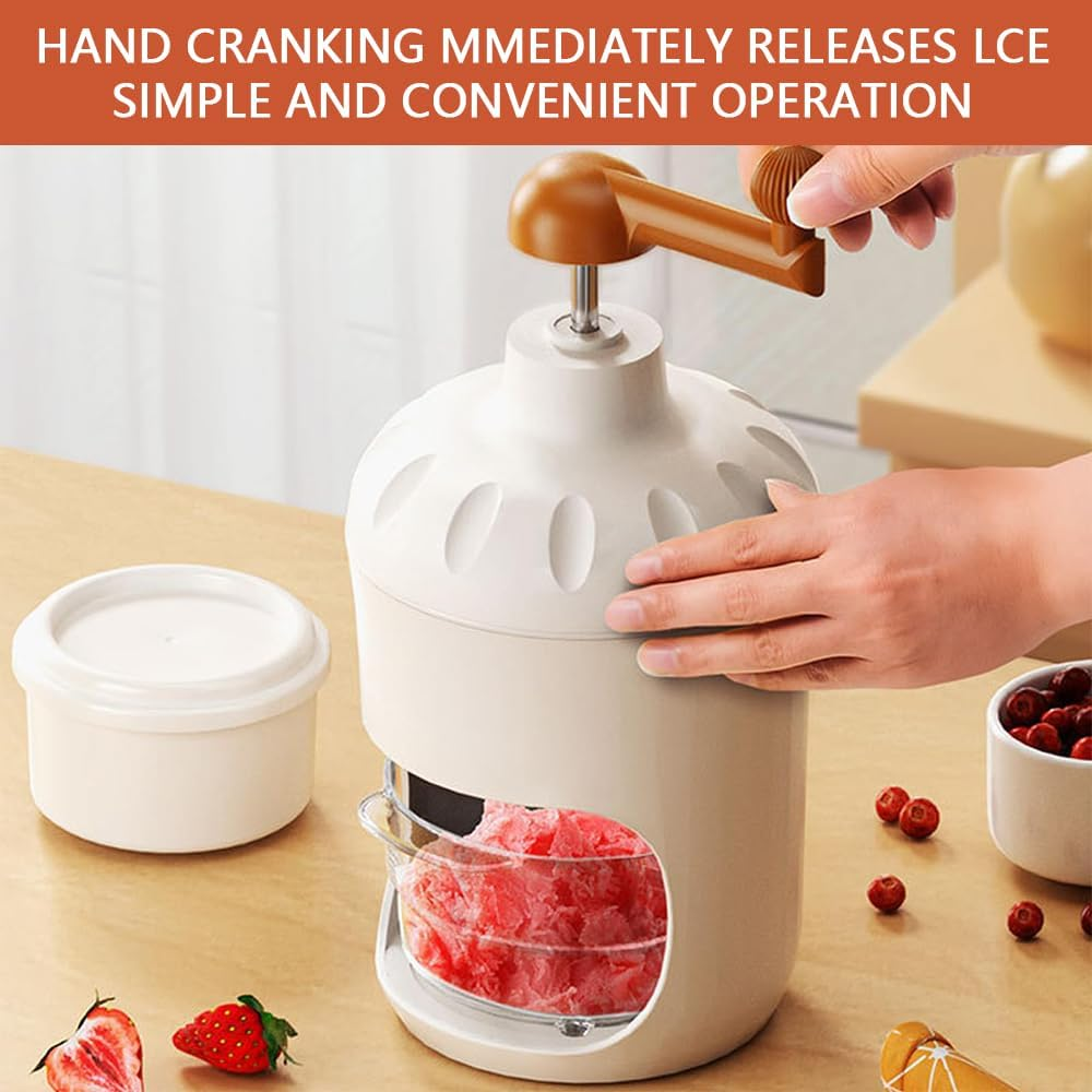 MUSONG Manual Shaved Ice Machine, Portable Hand-Crank Snow Cone Maker with 3 Ice Trays, Small Ice Crusher for Smoothies, Slushies, Frozen Drinks, Summer Parties, Camping & Outdoor Use image number 4