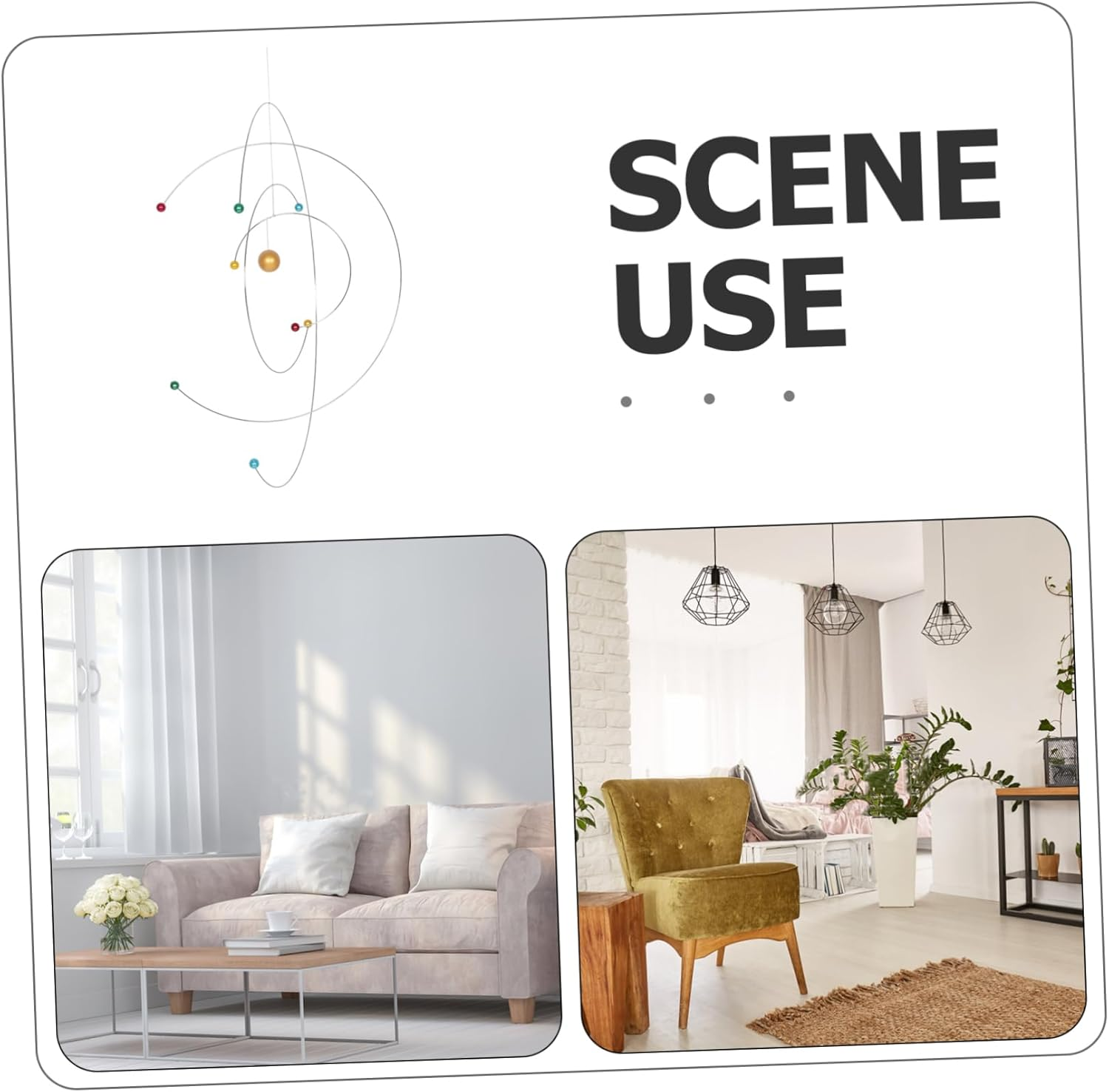 Zerodeko Educational Science Mobile for Classroom and Playroom Planet Model D&eacute;cor Dynamic Hanging Wind Chime Modern Nordic Design for Boys and Girls and Adults Space Decor for Science Lovers