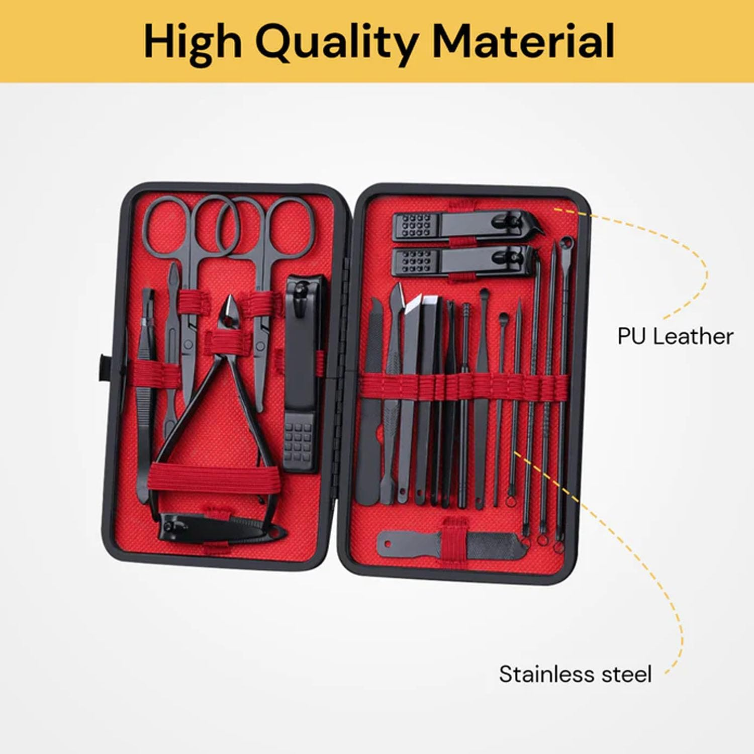 EZONEDEAL Manicure Pedicure Nail Clipper Set - 23 in 1 Stainless Steel Professional Manicure Pedicure Kit,Nail Kit with Black Travel Case