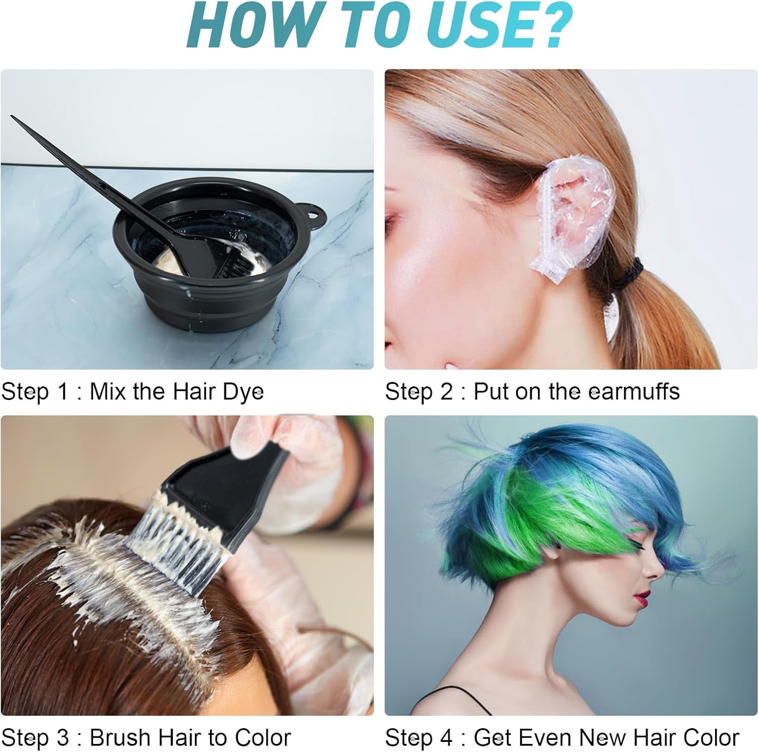 Xarchy Hair Dye Brush and Bowl Set, 12 Pcs Hair Coloring Applicator- Hair Color Mixing Bowls, Hair Dye Brush, Coloring Applicator Brushes, Ear Cover, Hair Clips, for Hair Coloring Hair Bleaching Tools image number 5