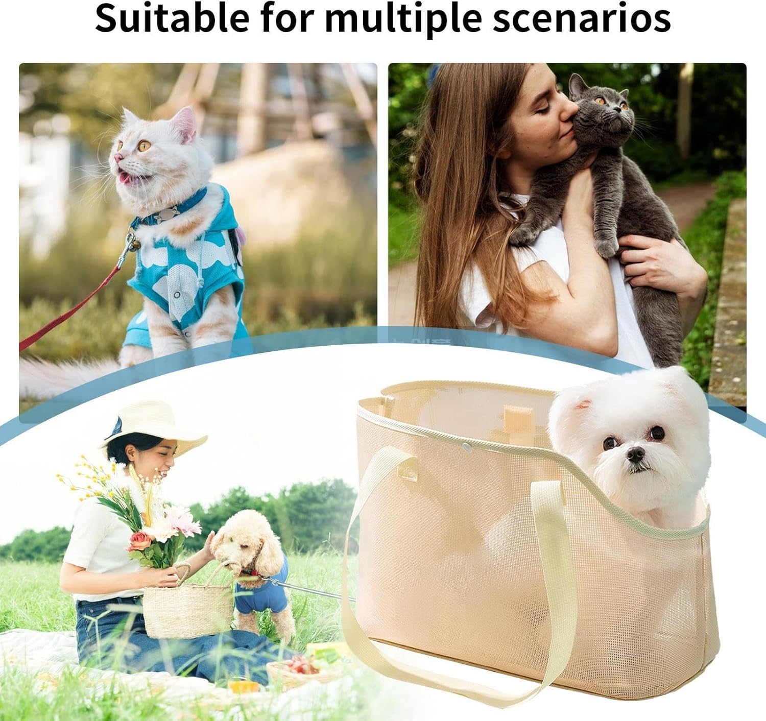 Yupeuooe Cat Carrying Bag for Walks | Portable Small Dog Carry Bag,Breathable Mesh Avoid Escaping Outing Tote Pack for Walking Lightweight - M image number 4