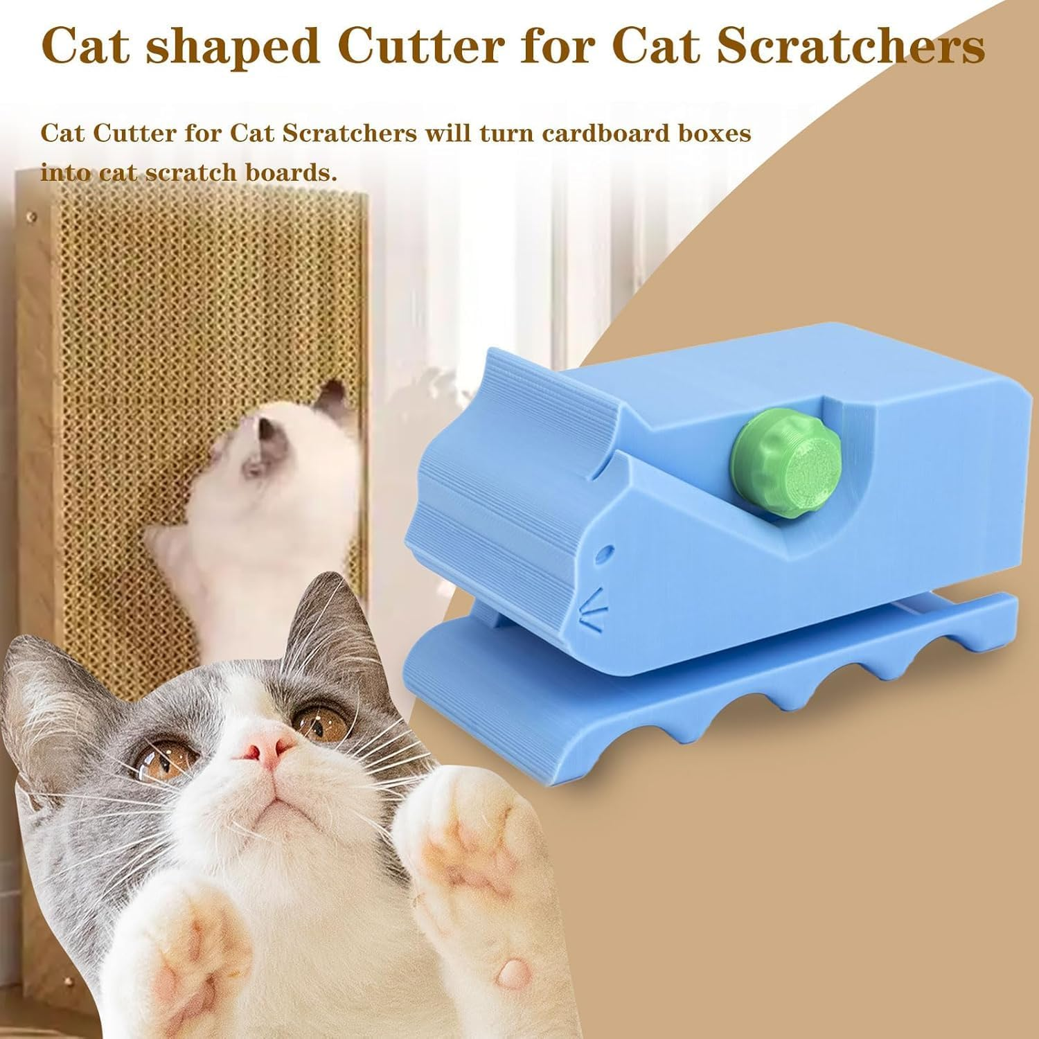 Cardboard Cutter for Cat Scratchers,3D Printed Kitten Shaped Cutter Cardboard Handheld Cardboard Cutter Tool, DIY Cat Scratchers Cardboard Strip Tool, Cardboard Cutting Machine for Cat Lovers image number 6