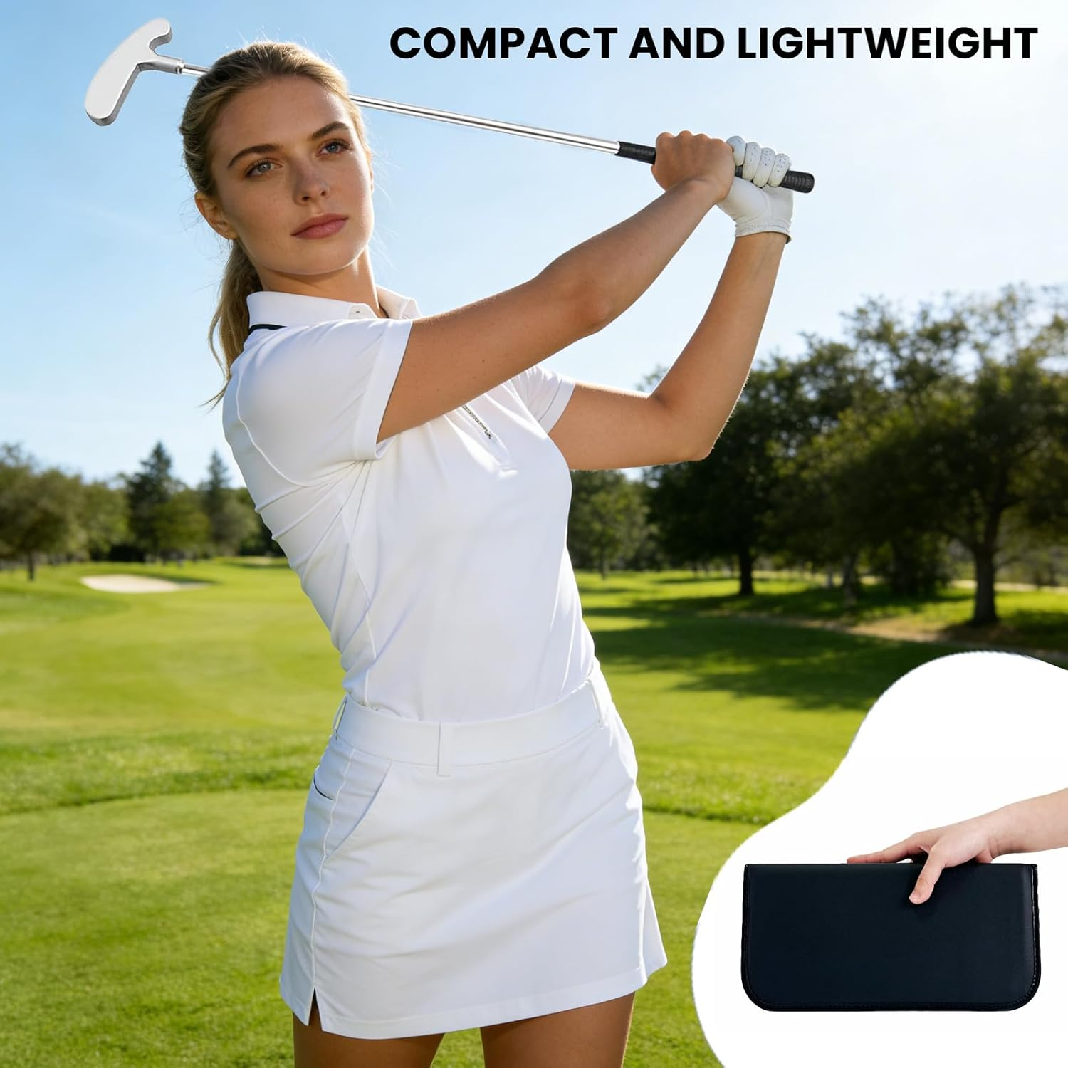 Golf Putting Kit, Portable Golf Putter Set Kit with Putter, Aluminum Alloy Three-Section Detachable Club with Putter, 2 Balls, Putting Green, and Storage Bag for Adult Golf Practice