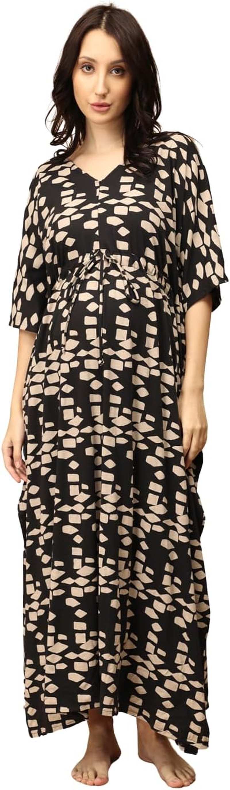 The Mom Store Mom Kaftan Nighty | Nursing Kaftan Nighty | Pre and Post Pregnancy | Comfortable | Nightwear Dress | Nursing Zipper image number 4