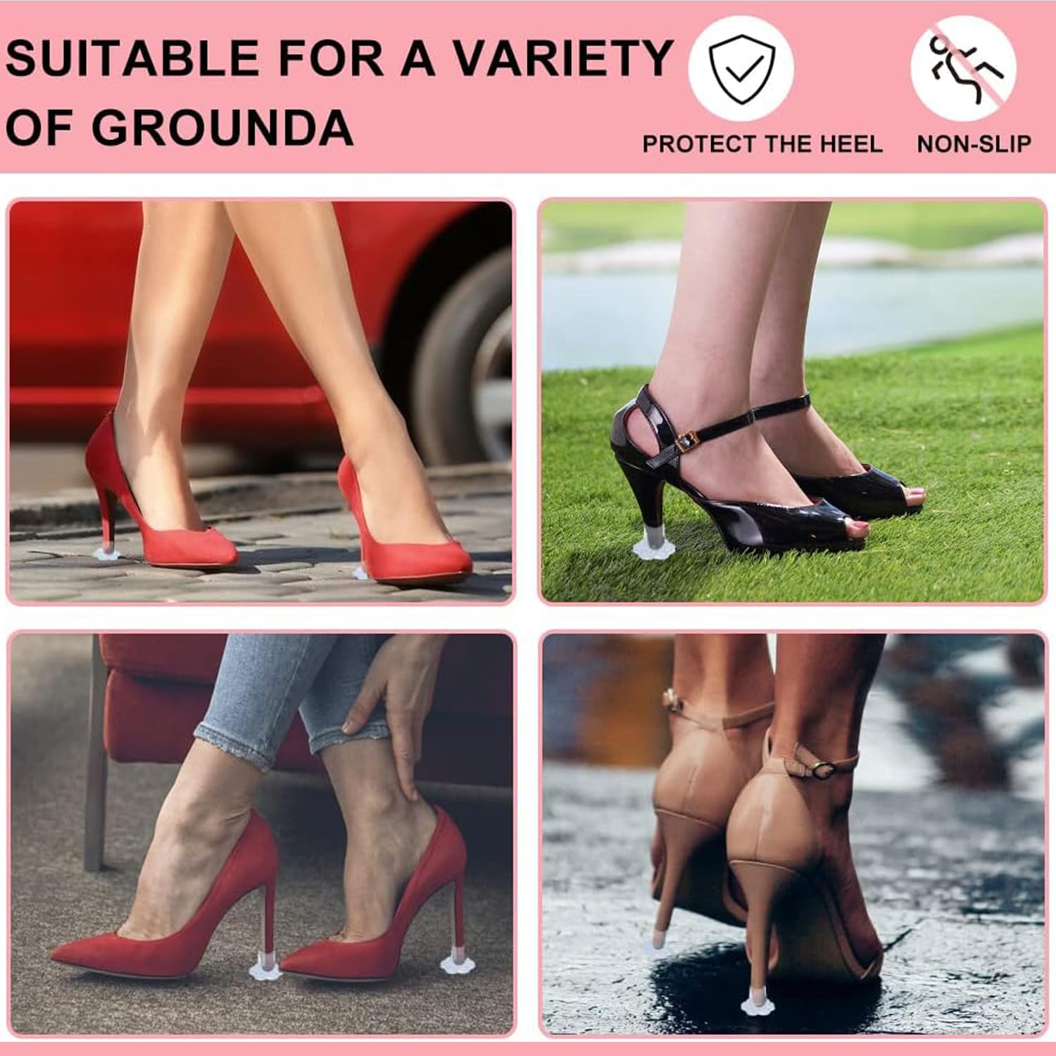 15 Pairs High Heel Protectors, Grass Heel Protector for Shoes Women, 5 Sizes High Heel Shoes Noise Protector, Anti-Slip High Heel Shoes Caps for Wedding, Formal Occasions, Outdoor Events image number 6