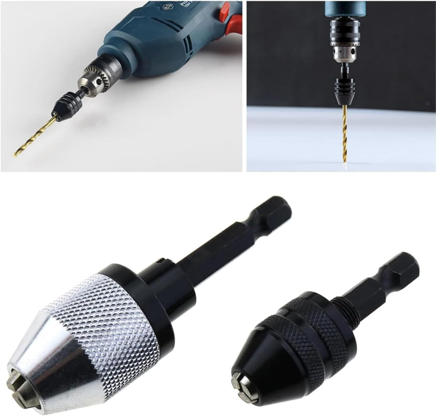 2 Pieces Keyless Drill Chuck - 1/4 Inch Hex Shank Drill Bit Adapter, Quick Change Extension Adapter for Impact Drill Tools (0.3-6.5Mm & 0.3-3.6Mm) image number 4
