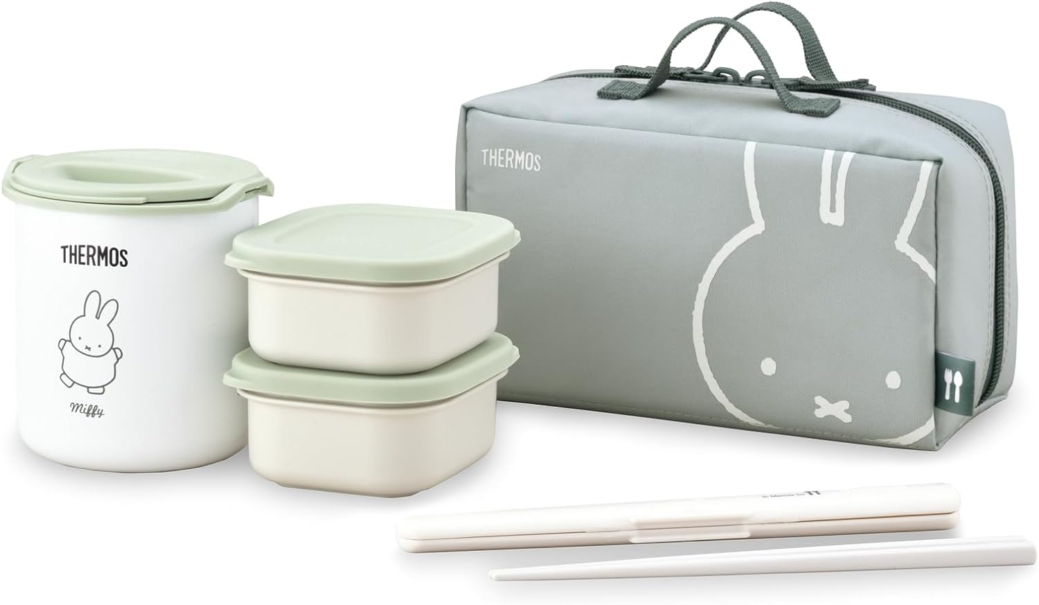 Thermos DBQ-256B LTG Insulated Lunch Box, Approx. 0.6 Cm, Miffy, Light Green