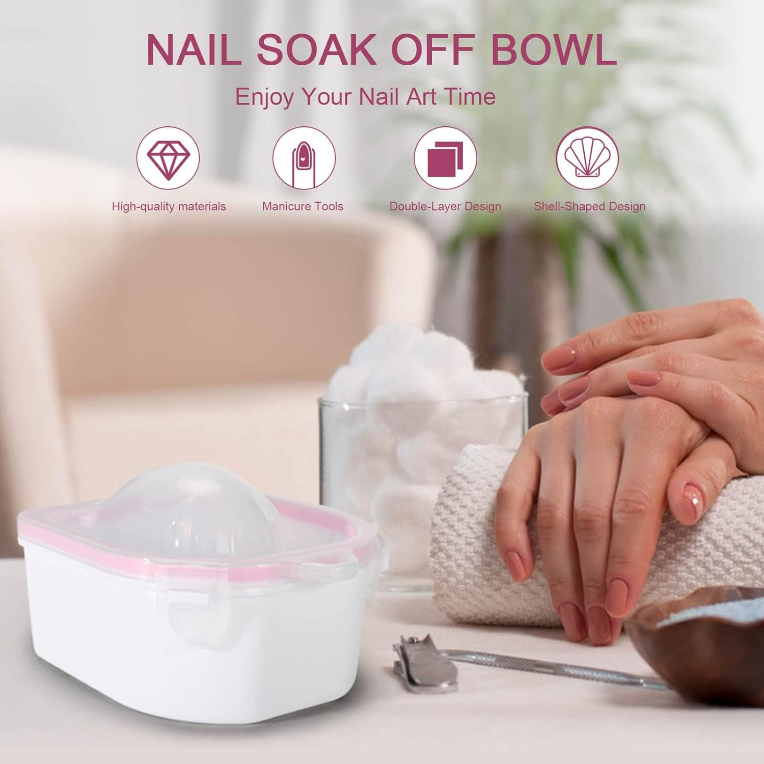 (2 PCS) - 2Pcs Nail Soaking Bowl, Double Layer Manicure Bowls, Upgrade Thicken Acetone Soaking Bowls, Soak off Gel Polish Remover Bowl for Acrylic Nails image number 1