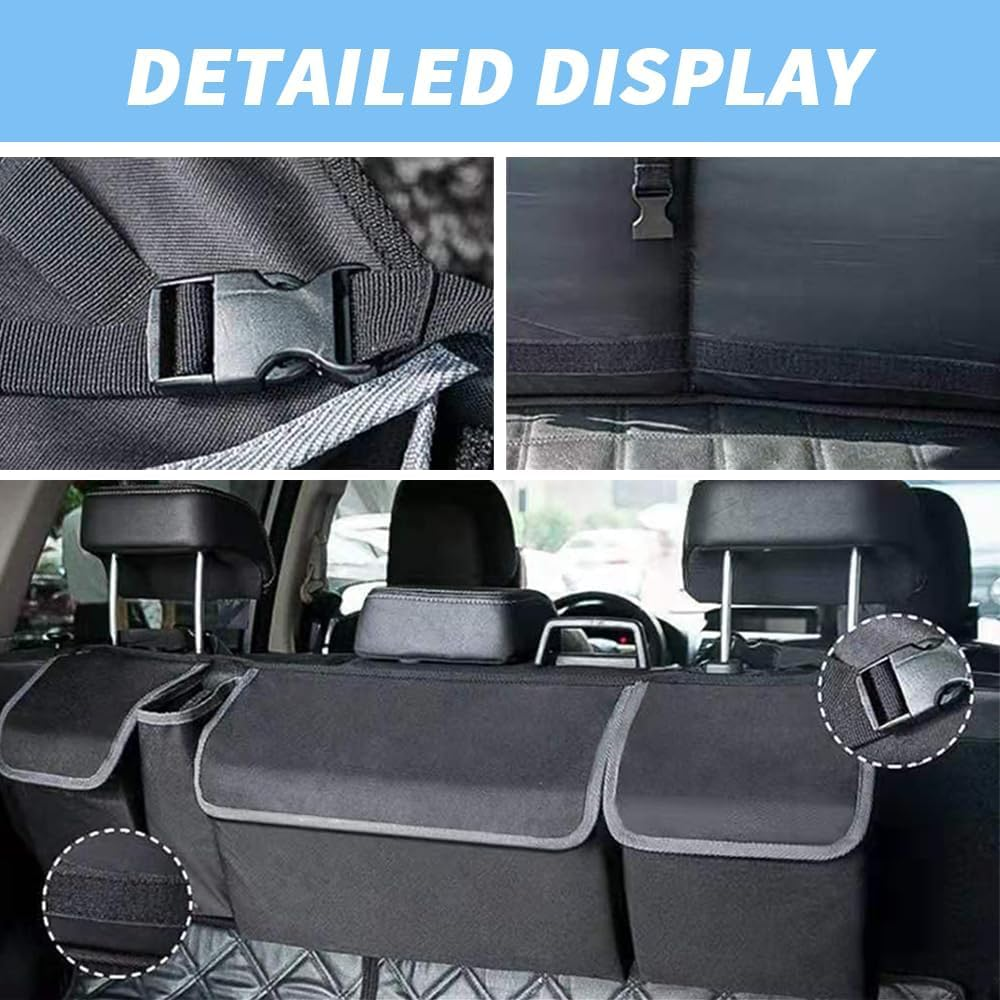 Car Trunk Organizer Storage with 4 Pockets, Collapsible and Waterproof Backseat Hanging Organizer, Car Interior Accessories for SUV, Truck, Van, Cargo image number 2