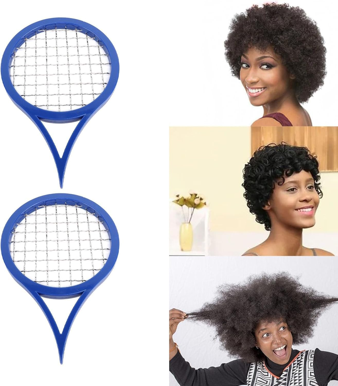 Tennis Racket Style Hair Twisting Combs, 2Pcs Hair Twisting Racketing Curling Combs,Tennis Racket Style Twist Comb,Hair Racketing Twist Comb Curling Brush for Men image number 2