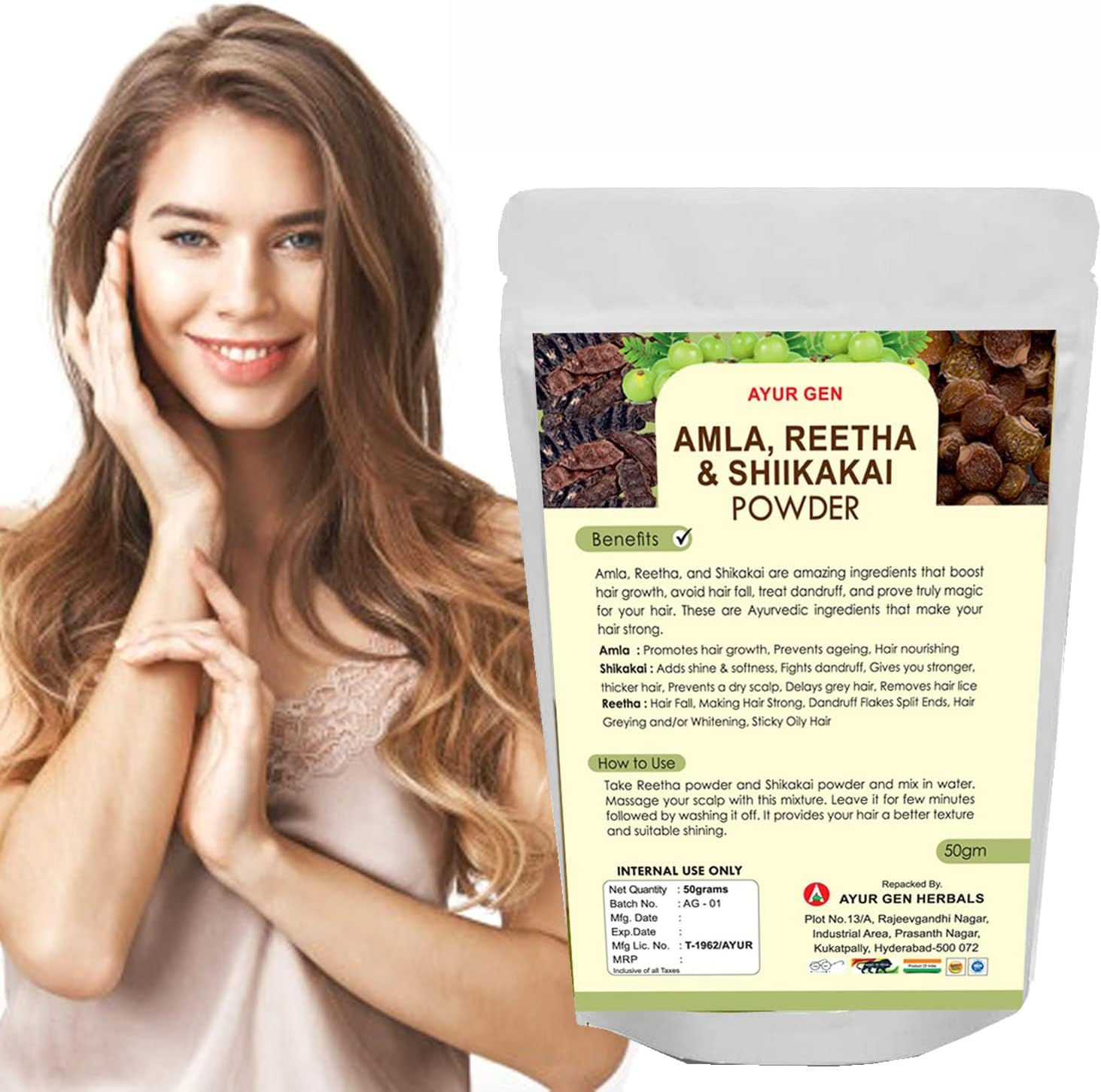 Amla Reetha Shikakai Powder for Hairs - Hair Pack Powder for Hair Growth, Strong Scalp and Shiny Hair