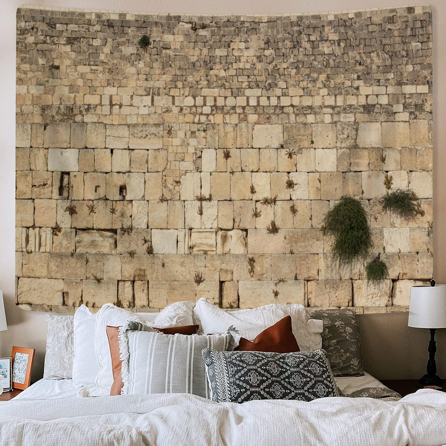 Western Wall Jerusalem City Tapestry Wall Hanging, Kotel Sukkah Decor West Wailing Wall Tapestries for Bedroom Living Room Dorm Office Ceiling Room Wall Art Deocr Stone Wall Blanket Posters 60X40IN image number 4