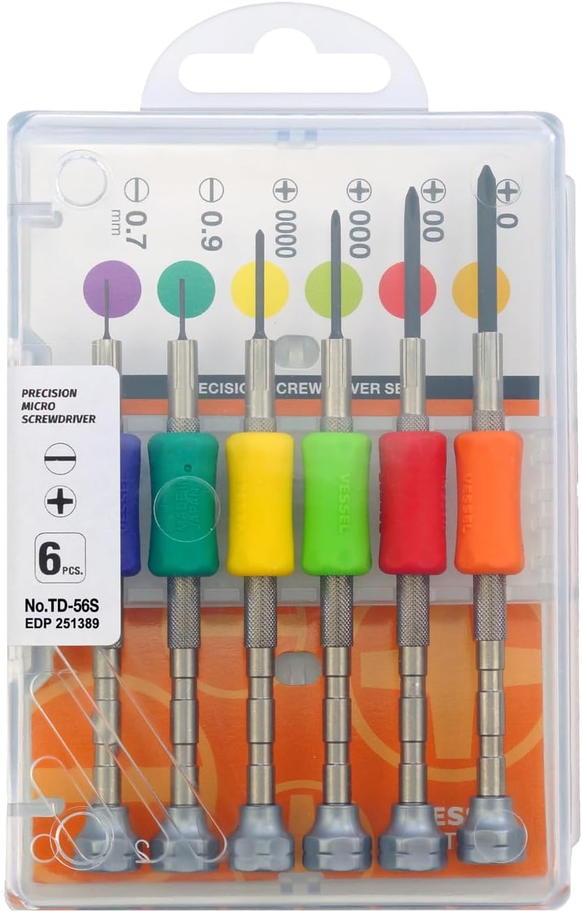 Vessel Precision Screwdriver Set for Small Screws, 6-Piece Set +0, +000, +000, +0000, -0.7, -0.9 TD-56S image number 4