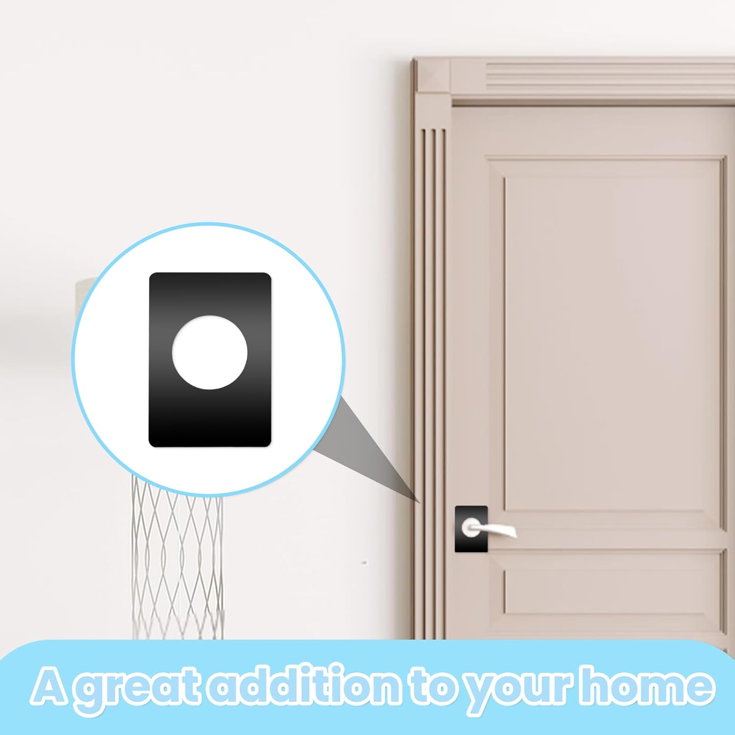 6 PCS Door Reinforcement Plate, Adhesive Door Handle Fixing Cover, Door Hole Cover Plate, Door Knob Backplate for Interior Doors (Black)