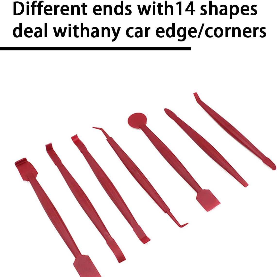 Car Wrapping Vinyl Tool Kit, Set of 7 Window Film Tint Miniature Squeegee, Auto Wrap Edge Trimming Stick, Curves Slot Corner Installing Tool for Vehicle Wraps and Stickers (Red)