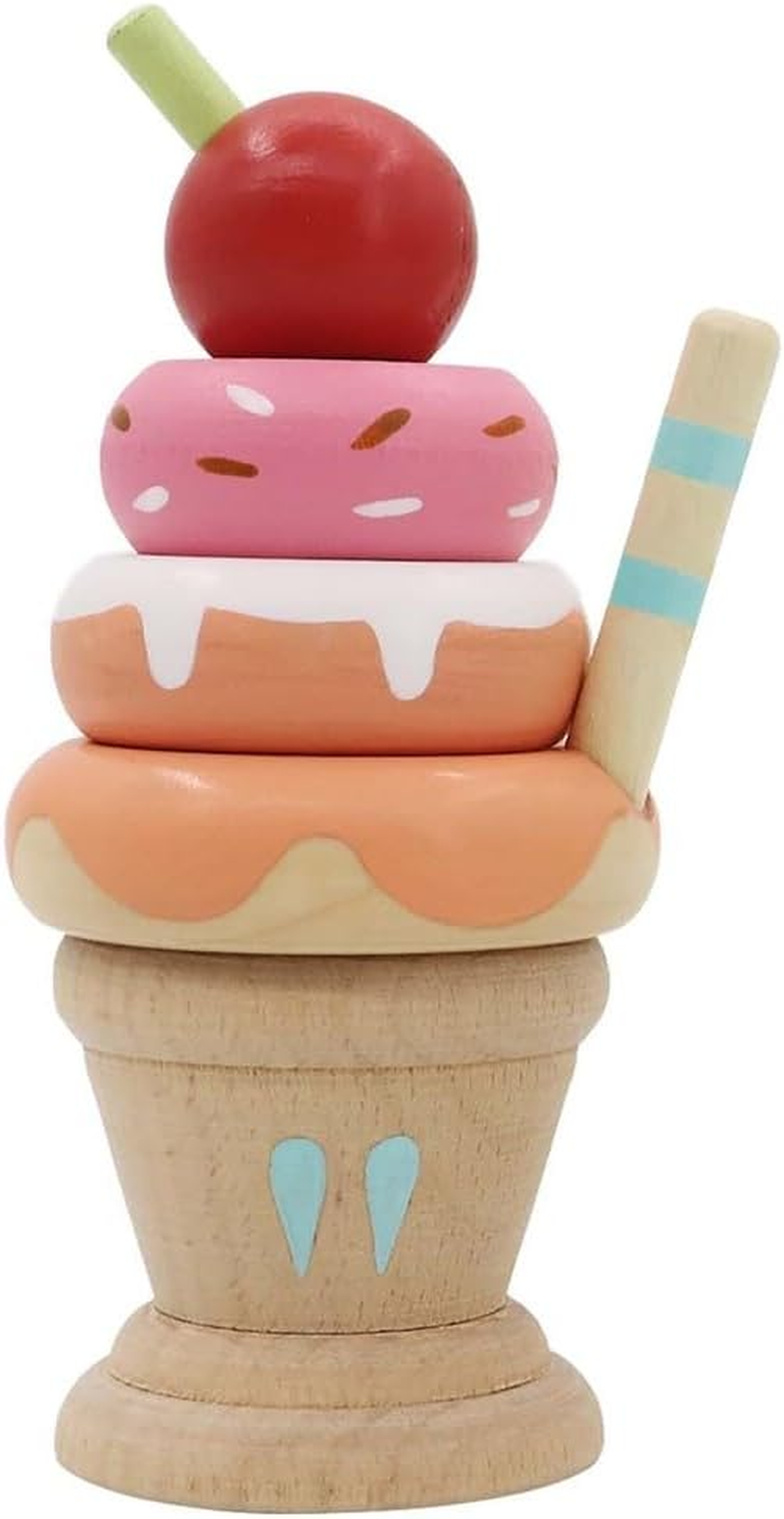Kaper Kidz CALM & BREEZY Wooden Stacking Tower - Ice Cream Strawberry - Colorful Stacking Blocks