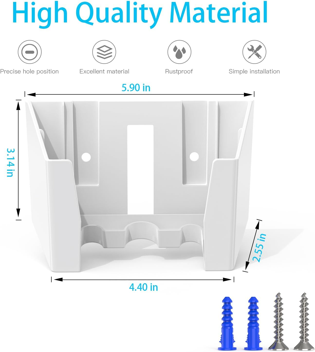 HOLACA Wall Mount Bracket for Starlink Power Supply - White PC Material, Includes Screws & Wall Plugs for Secure Installation image number 4