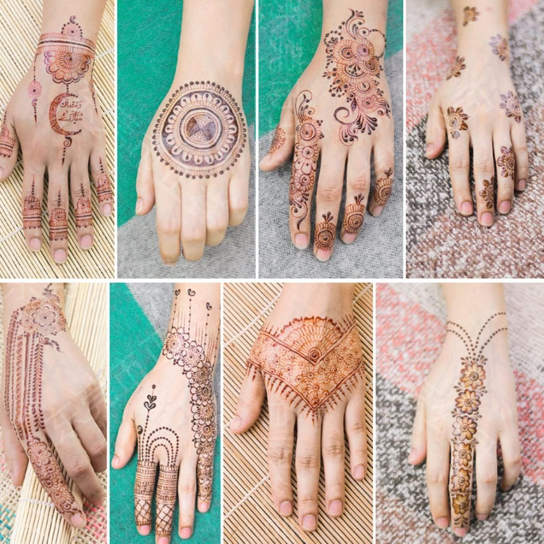 Temporary Tattoos, Henna Tattoos Brown Red Tattoos Sticker Lace Temporary Tattoos Waterproof Body Stickers for Women Girls Body Art 6Sheets image number 2