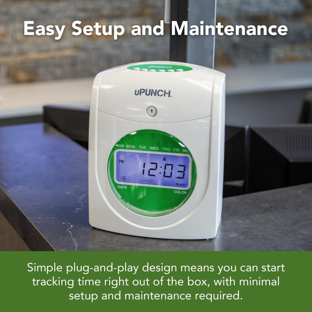Upunch HN3540 Complete Small Business Start-Up Kit: Autoalign Time Clock System with 400 Time Cards, 4 Ribbons, and 2 Racks