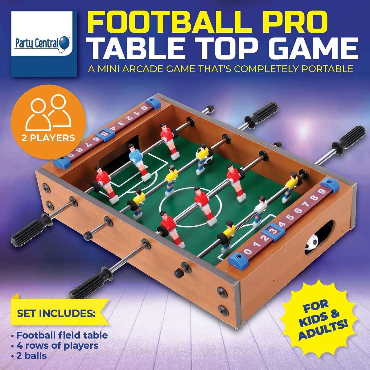 Party Central Football Pro Game Table Top, Bring the Excitement of Football Indoors, Perfect for Family Fun and Game Nights image number 2