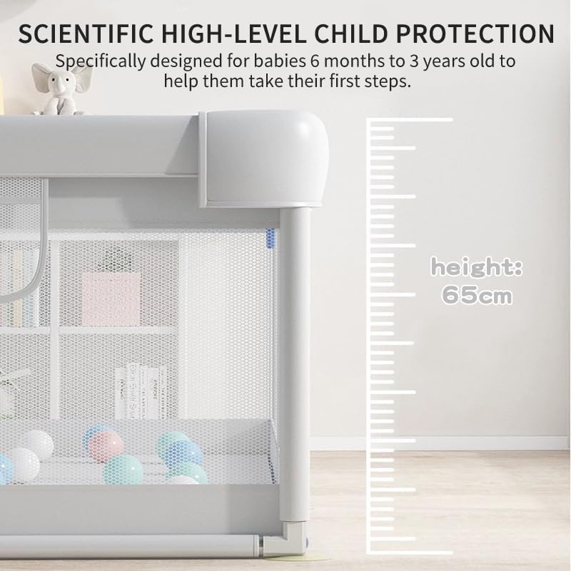 Infant Shining Baby Playpen, Playpens for Babies, Large Playpen for Toddlers, Recreation Area, Sturdy Safety Baby Play Yard Fence，Baby Gate Playpen (125 * 125Cm, Gray) image number 2
