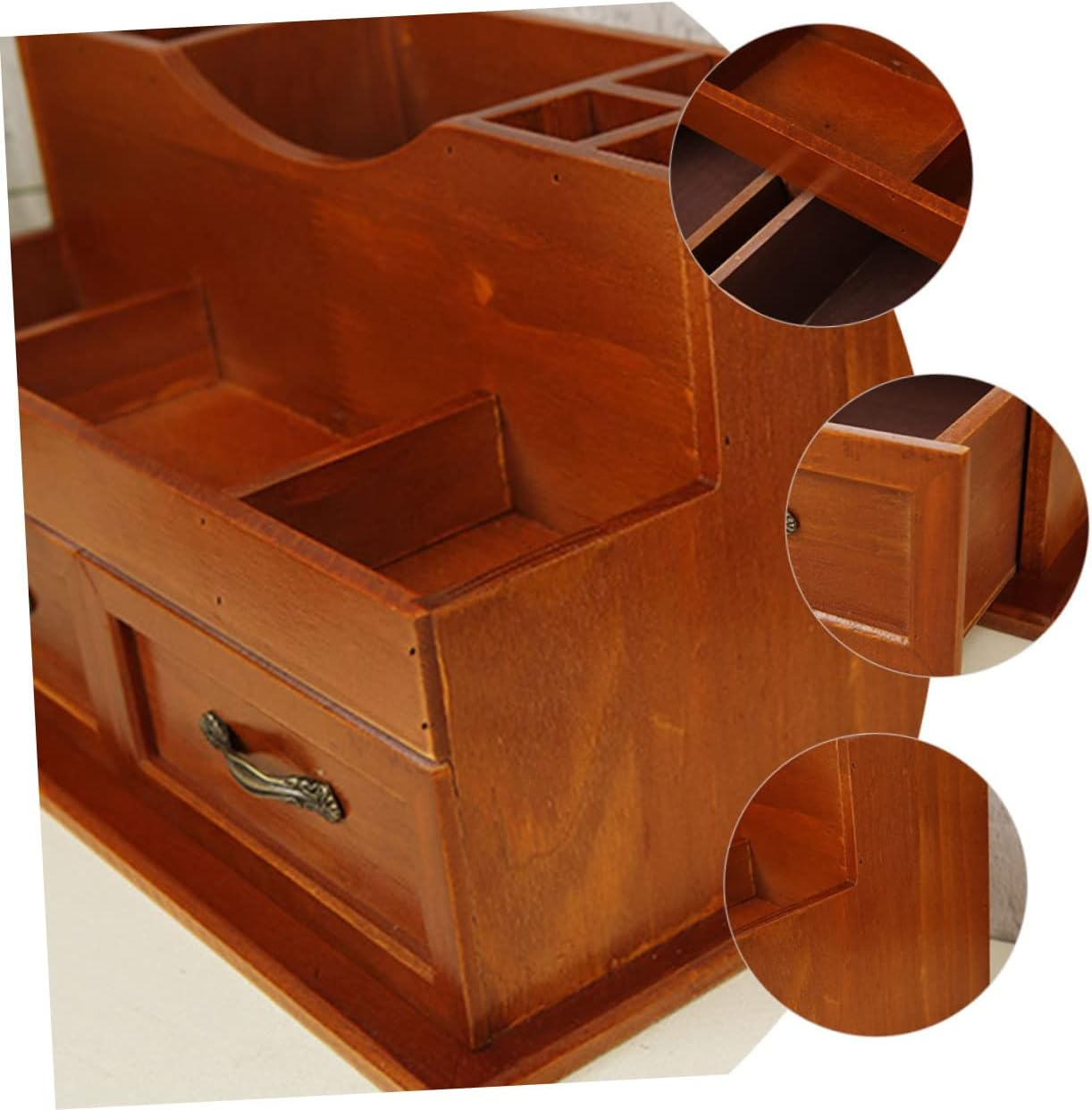 ERINGOGO Vintage Retro Cosmetics Storage Box Drawer, Desktop Wooden Makeup Organizer Container for Skincare and Vanity, Multi-Functional Storage Holder for Home and Office image number 4