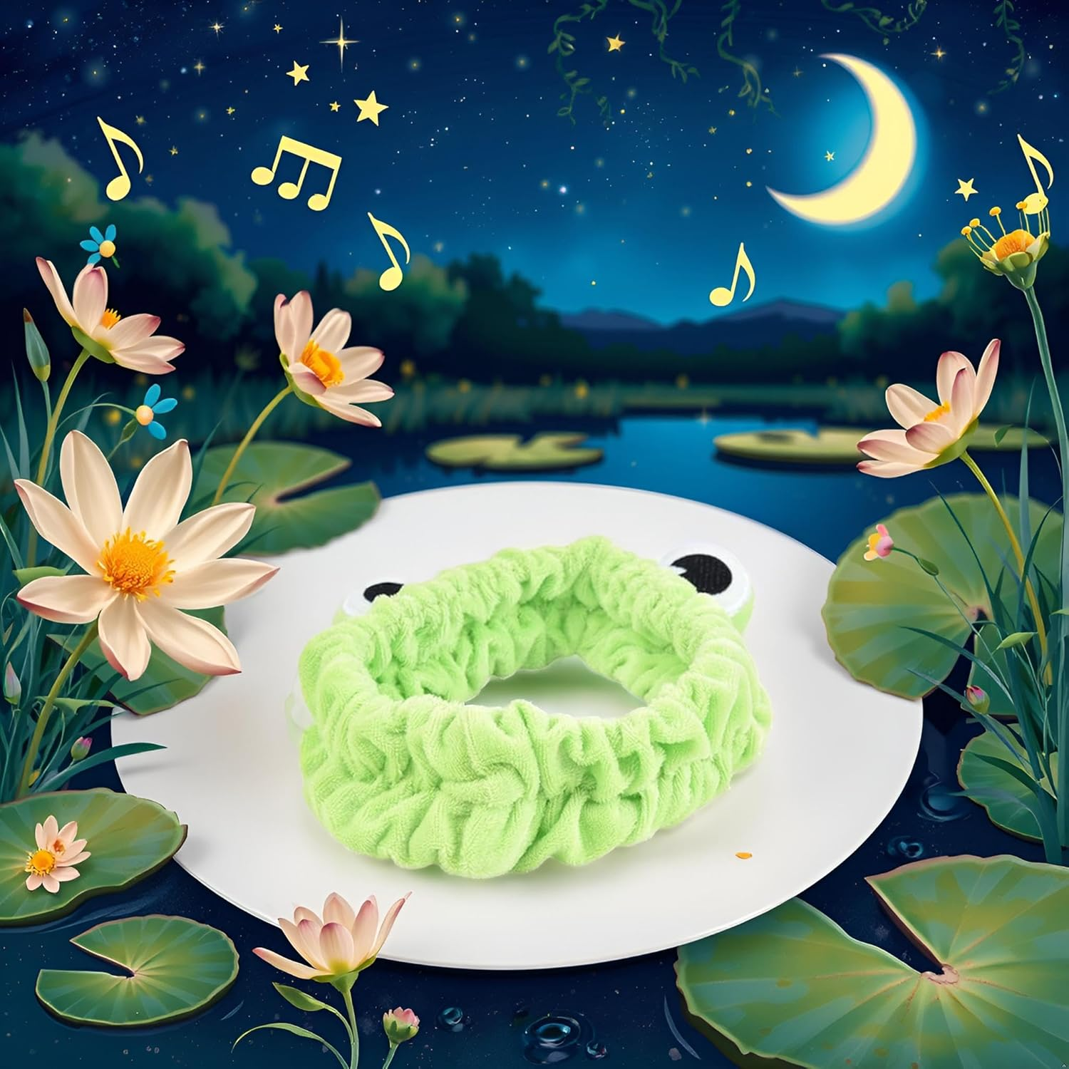 Green Funny Frog Makeup Headband Wide Brim Elastic Hair Bands Cute Girls Hair Bands Women Hair Accessories Fashion Hair Band Durable Design Hair Styling Accessories image number 4