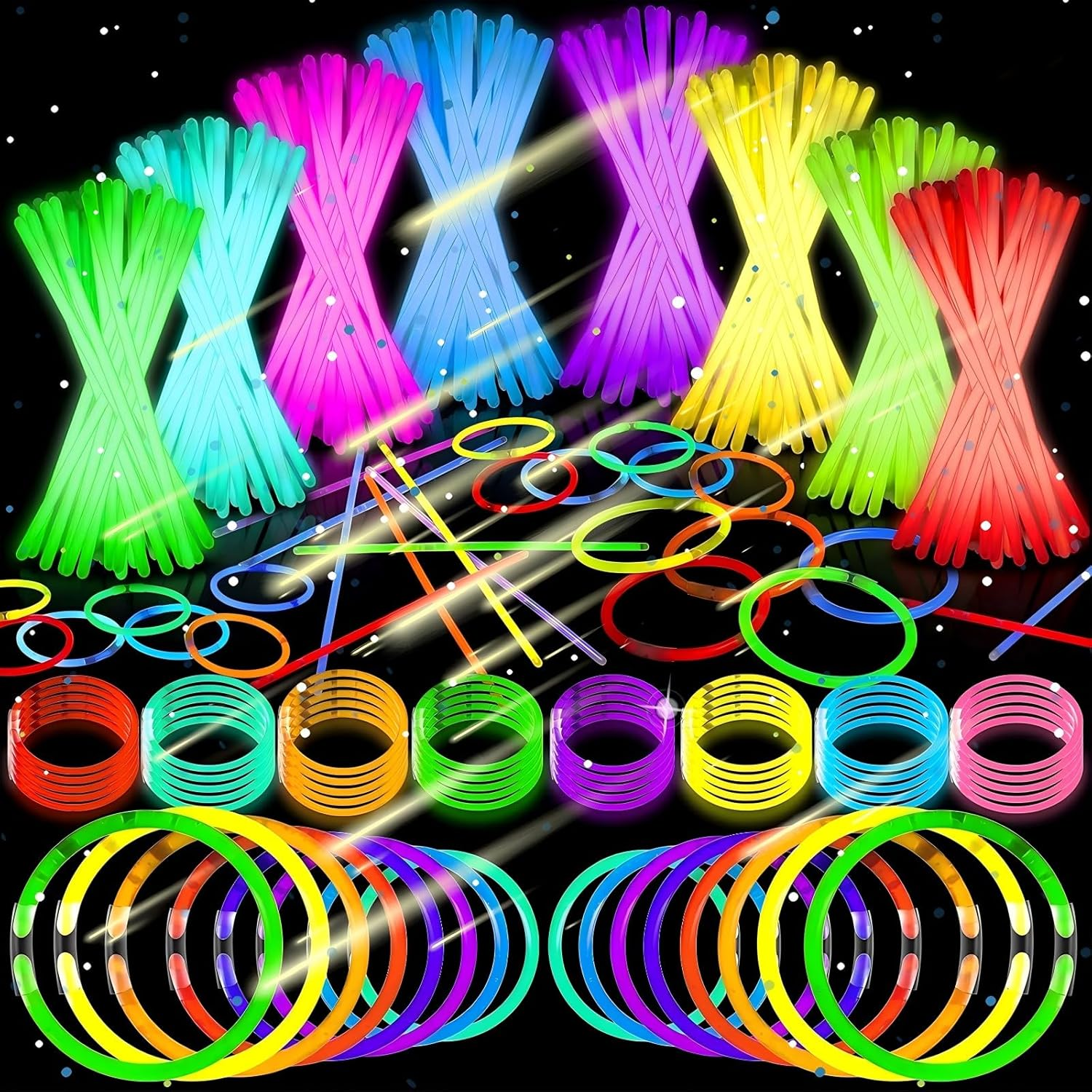 100 Pcs Glow Sticks Bulk 8" Glowsticks, 100Pcs Glow Sticks with 100Pcs Connectors Create Glow in the Dark Party Favors Kids, Easter, Christmas, Halloween Party Supplies Pack, Football Party Supplies image number 6
