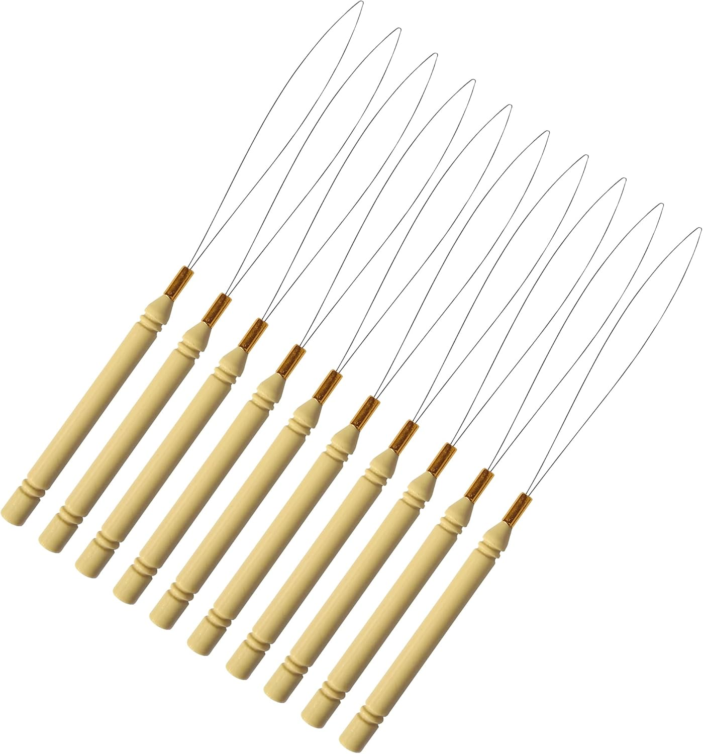 10 Pcs Micro Rings Hair Extension Loop Needle Threader Wire Pulling Hook Beading Tool Hair Extensions Bead Device Tool for Hair or Feather Extensions