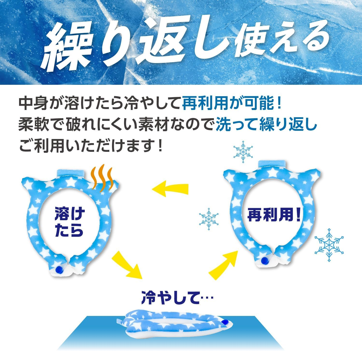 (G.G.N.) Dog Cool Ring, Cooling Ring, Ice Ring, PCM Neck, Neck Cooler, Small Dogs, Medium Dogs, Pets, Summer, Heatstroke, Black - Black image number 3