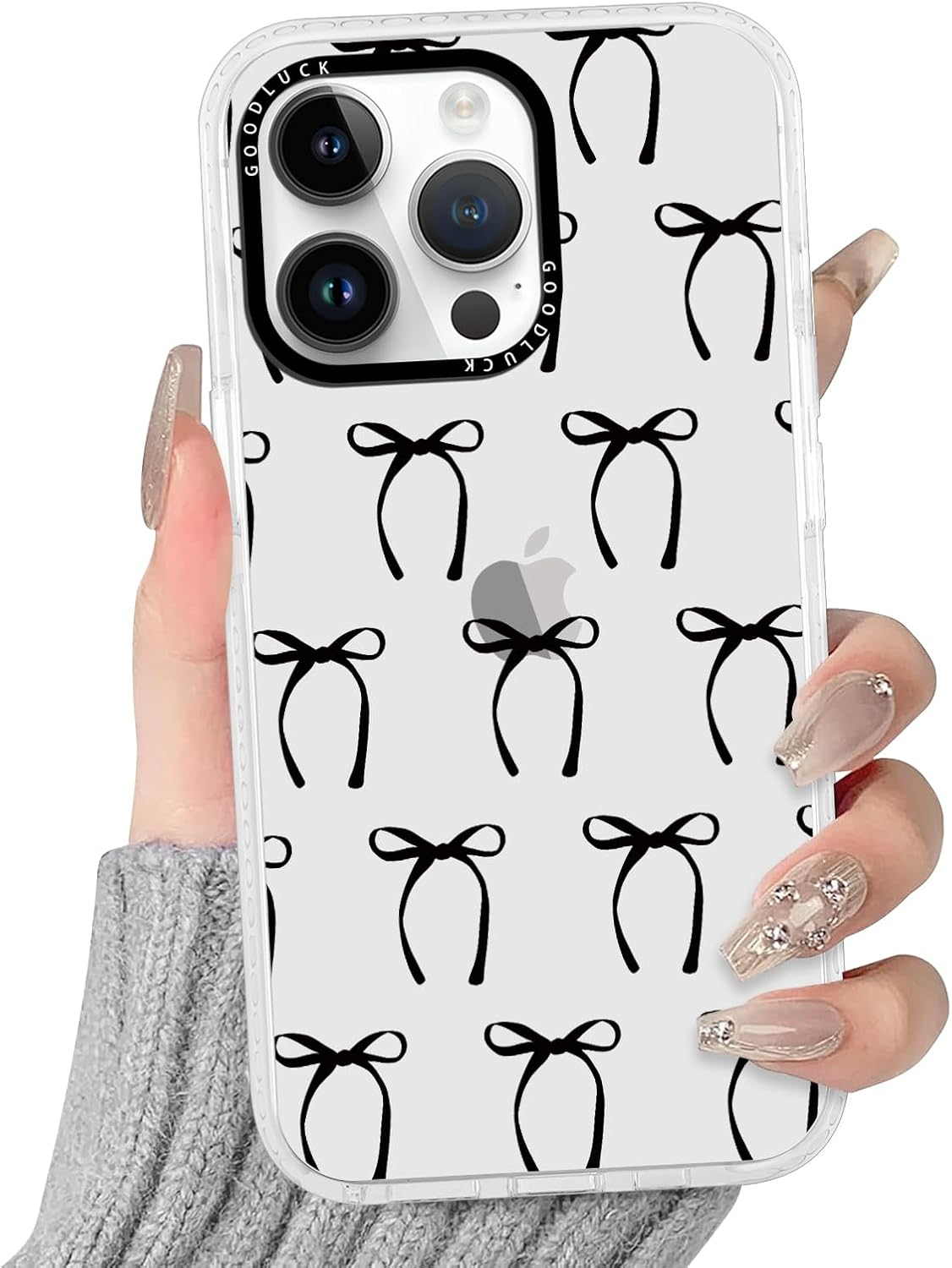 Yirlbey Transparent Mobile Phone Case for Iphone 16 Pro Case, Aesthetic Colourful Bow Pattern Cute Design Girl Gift Protective Case, Silicone TPU Hard PC Back Case Cover for Iphone 16Pro 6.3 Inches