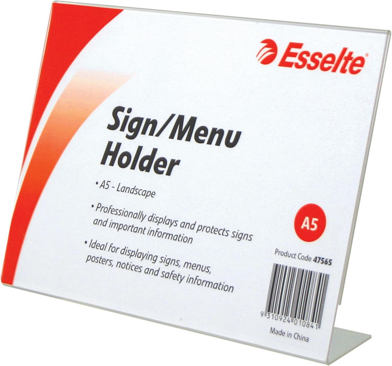 ESSELTE 47563 Sign,Menu Holder Slanted L,S A4,Clear image number 3