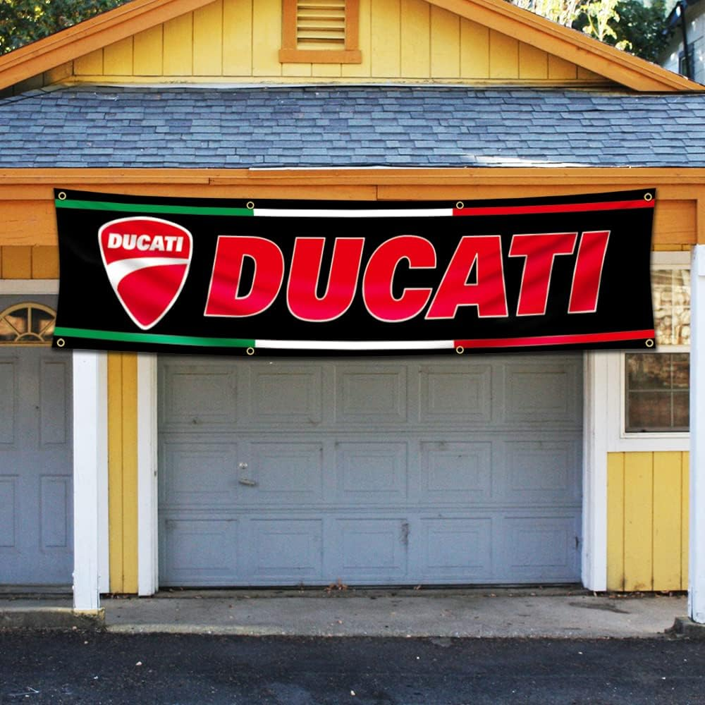 Flag Motorcycle Racing Car Banner (2X8Ft,Heavy Duty, Durable 150D Polyester) Brass Grommets for Outdoor Room Man Cave image number 3