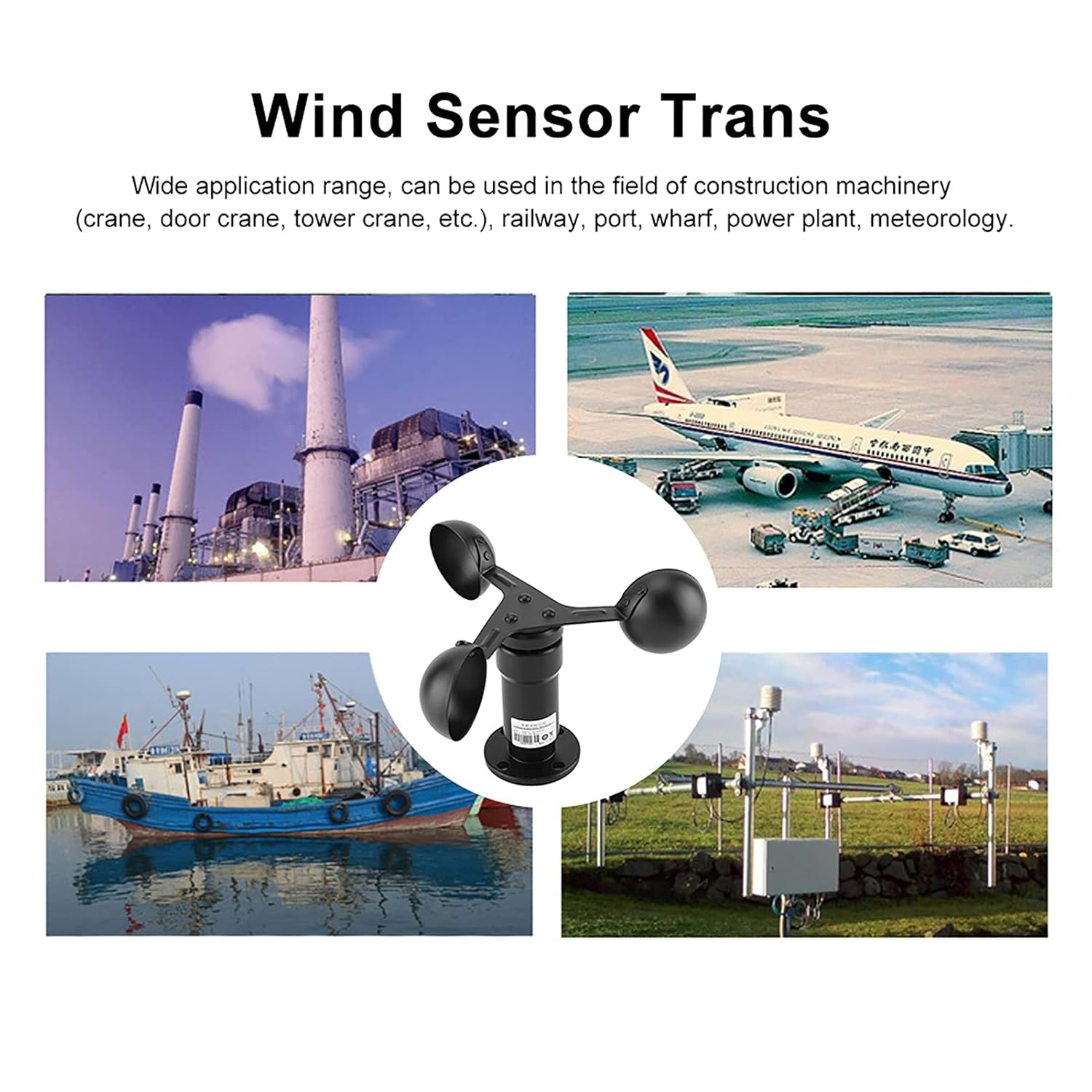 0-5V Wind Speed Transmitter Aluminum Alloy Wind Speed Sensor Anemometer Three Cups Detector image number 5