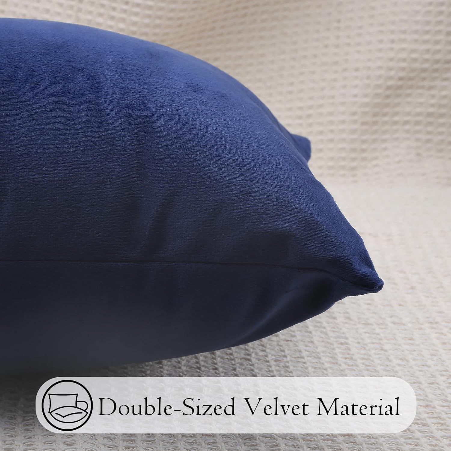 Luxurious Velvet Pillow Cover 14X36 Inch, Soft Solid Decorative Lumbar Pillow Cover Elegant Decor Cushion Case for Couch Sofa Bed Living Room, Dark Blue, Pack of 1 (Cover Only)