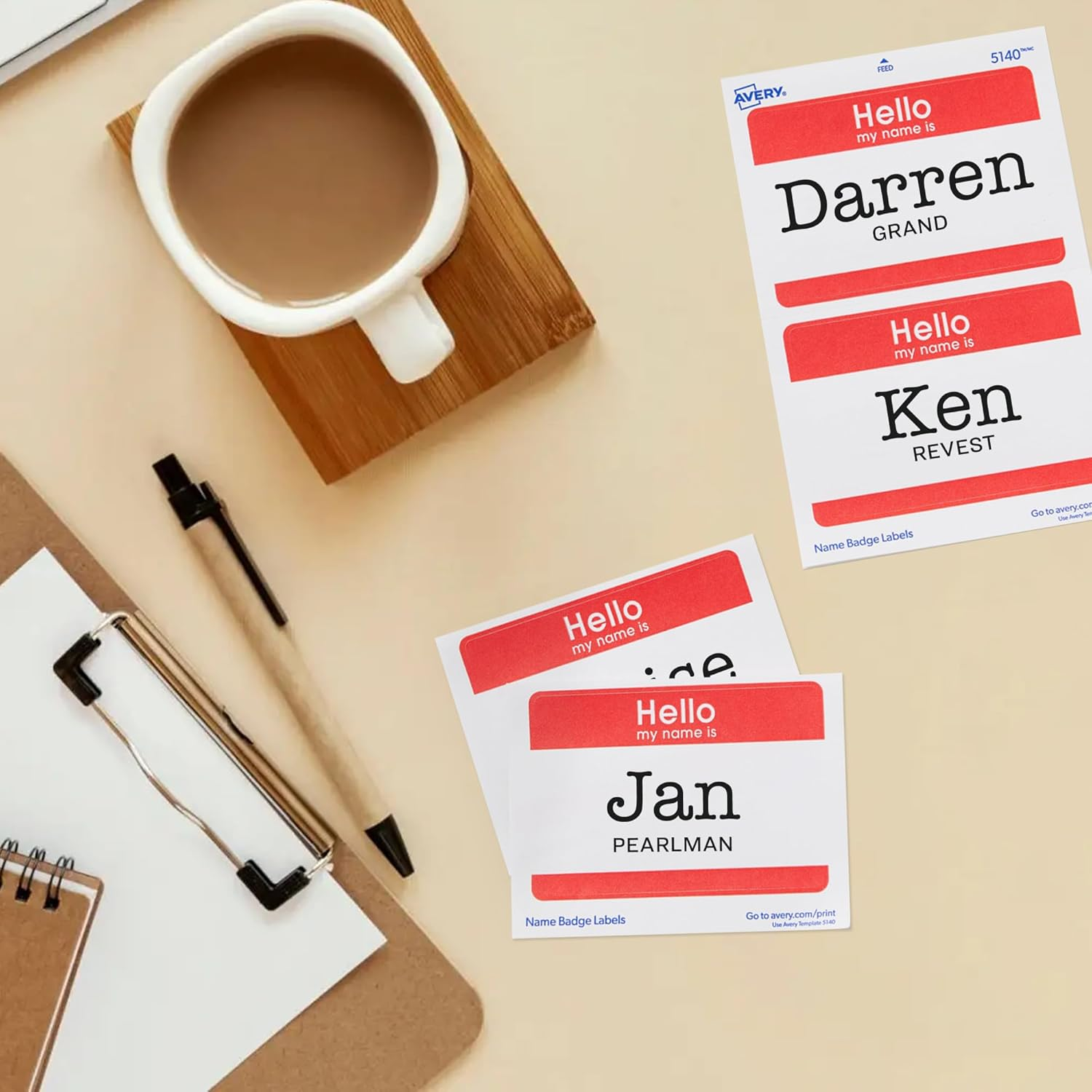 Avery Hello My Name Is Name Tags, White with Red Border, 100 Removable Name Badges (05140) - 2-1/3" X 3-3/8", White image number 3