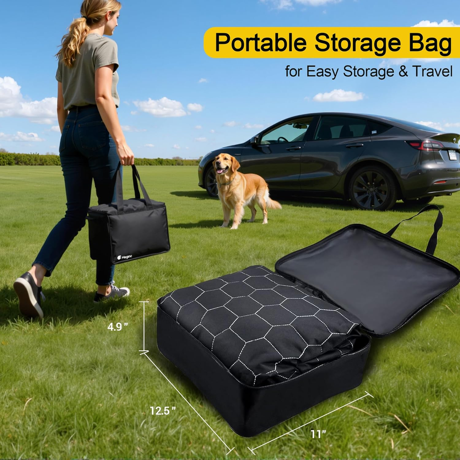 Dog Seat Covers for Tesla Model Y, Car Hammock for Tesla Model Y 2022-2025 with Side Flaps, 100% Waterproof Pet Car Seat Cover with Mesh Window & Headrest Protector Easy Clean up Pet Liner