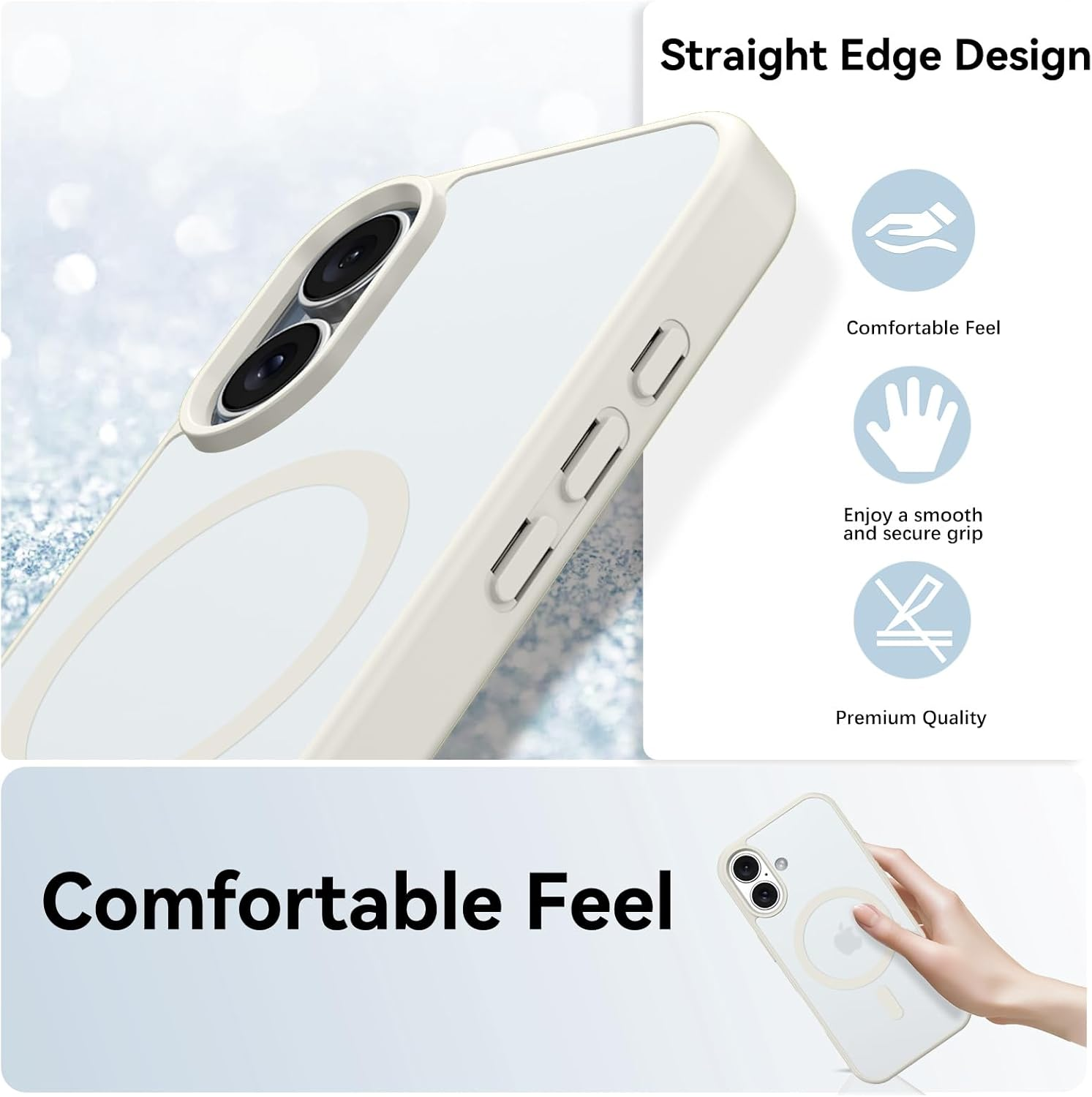 Guagua Mobile Phone Case for Iphone 17 Case [Compatible with Magsafe] Matte Magnetic Back Translucent Shockproof Drop Protection Protective Case Thin Case for Iphone 17 (6.3 Inch) Beige image number 6