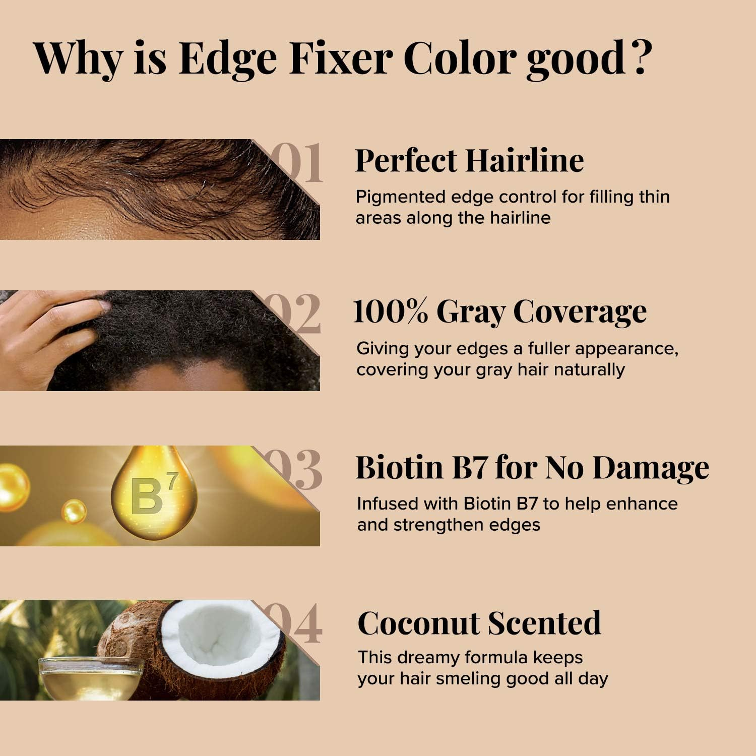 Red by Kiss Edge Fixer Color 24 HR Max Hold & 100% Gray Coverage 30Ml (1.01 US Fl.Oz) Natural Black Perfect for Missing Edges image number 2