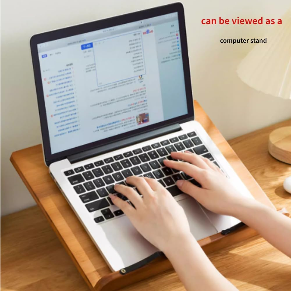 Frafuo Foldable Recipe Book Stand for Reading in Bed (28 * 20Cm)-Cook Book Holders for Kitchen Counter with 2 Adjustable Metal Page Holders-Cookbook Stand for Desk with 8 Adjustable Height image number 2