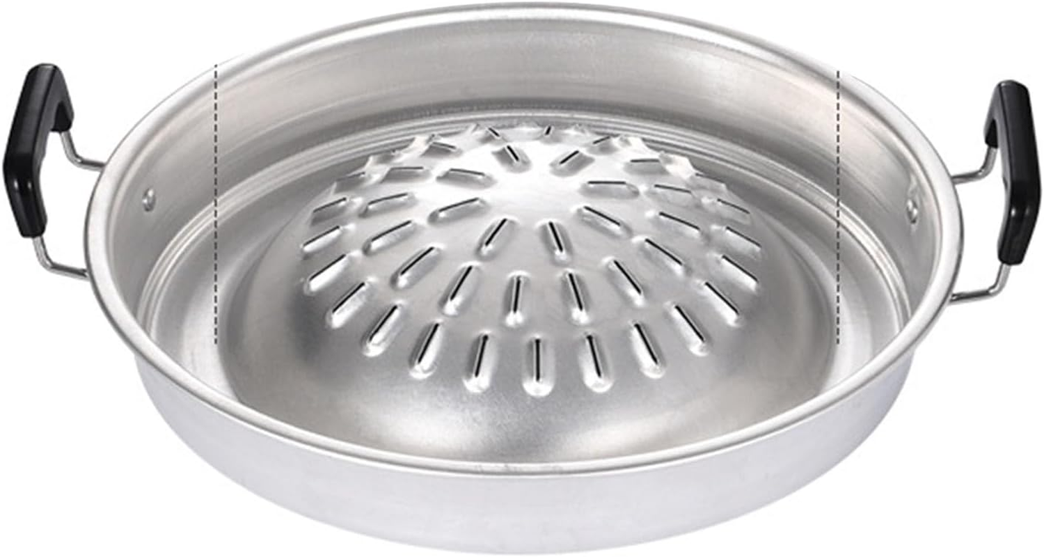 Aluminum Steak Charcoal Coal Pan, Traditional Thai Taste, Double Cooking, Wide Use with Quick Cooking for Family Reunions Outdoors, (L)