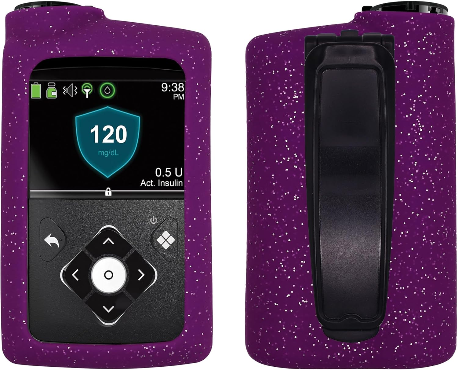 Premium Sequins Soft Silicone Case for Medtronic Minimed Insulin Pump 630G/ 640G/ 670G/770G/780G (Black)